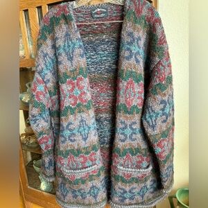 Vintage Lost Horizons cardigan sweater  made in Nepal kettle dyed wool XL